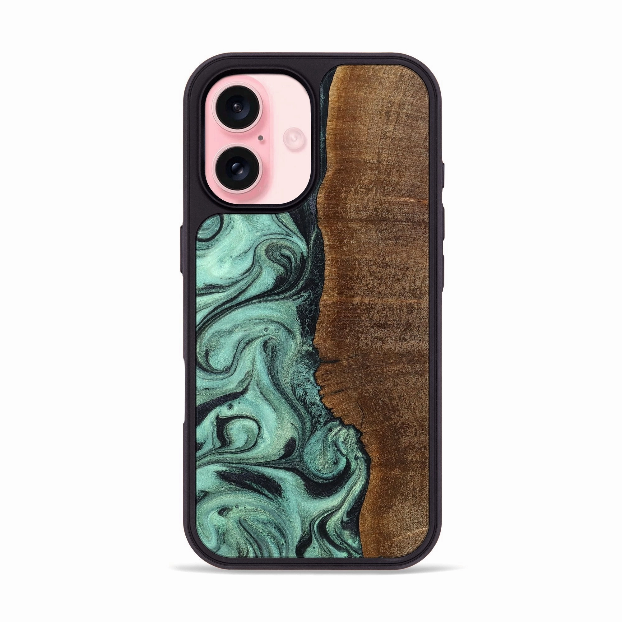 Iphone 16 Wood Phone Case - Elnora (Green, 776655) Shockproof Anti Finger Mark Film