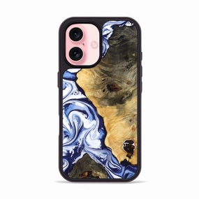 Iphone 16 Wood Phone Case - Ernest (Blue, 780888) Anti Scratch Shield Fingerprint Repellent