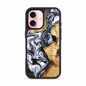 Crystal Clear Bubble Free Screen Iphone 16 Wood Phone Case - Estevan (Black & White, 780967)