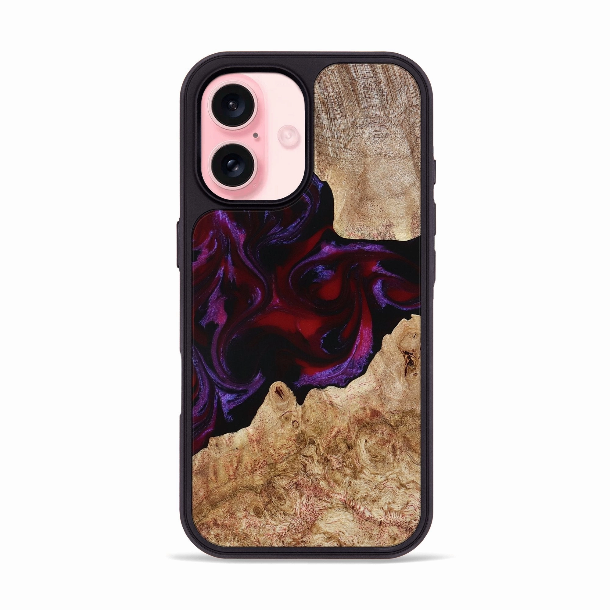 Iphone 16 Wood Phone Case - Fabian (Red, 780128) Shock Absorption