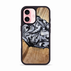 Iphone 16 Wood Phone Case - Felipe (Black & White, 776238) Anti Finger Mark Anti Shock Film