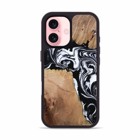 Scratch Resistant Glass Iphone 16 Wood Phone Case - Franco (Black & White, 770059)