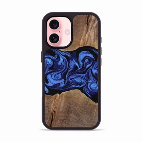 Iphone 16 Wood Phone Case - Fred (Blue, 769448) Edge Guard