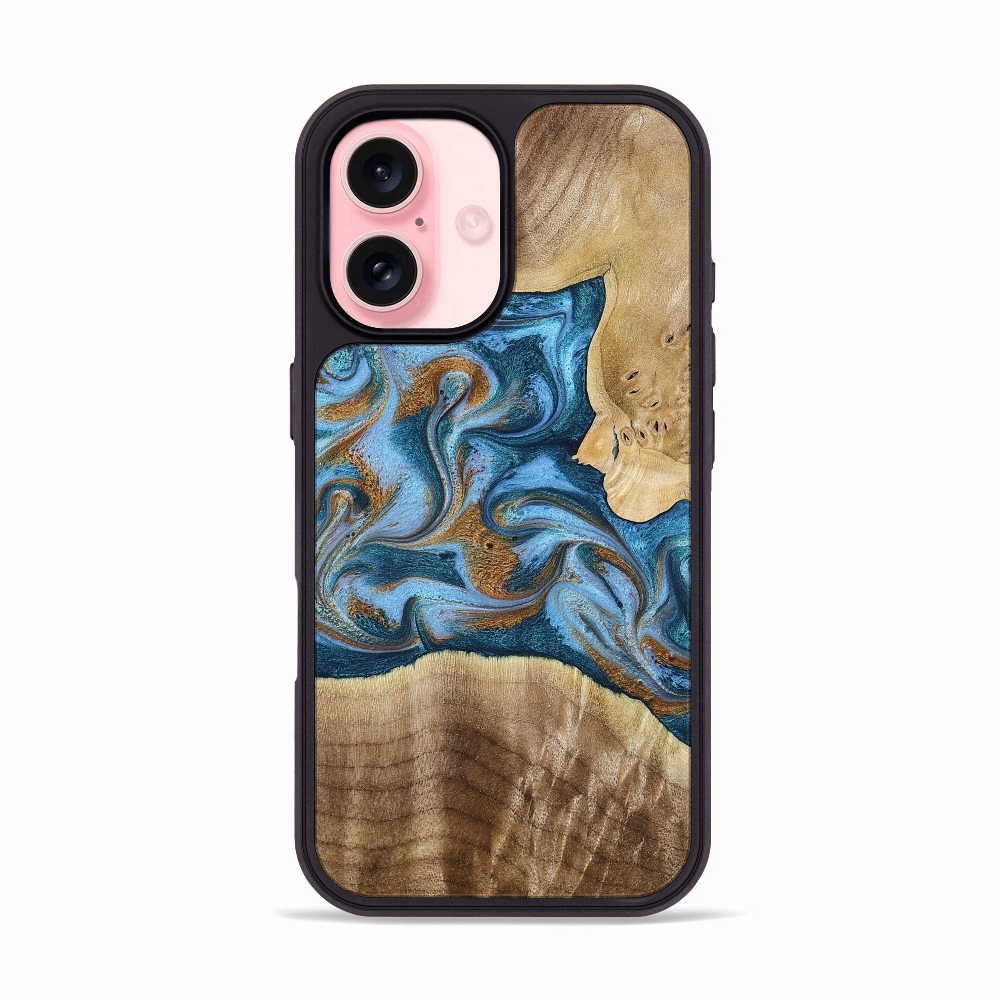 Iphone 16 Wood Phone Case - Gannon (Teal & Gold, 780986) Anti Dust Bubble Free Installation