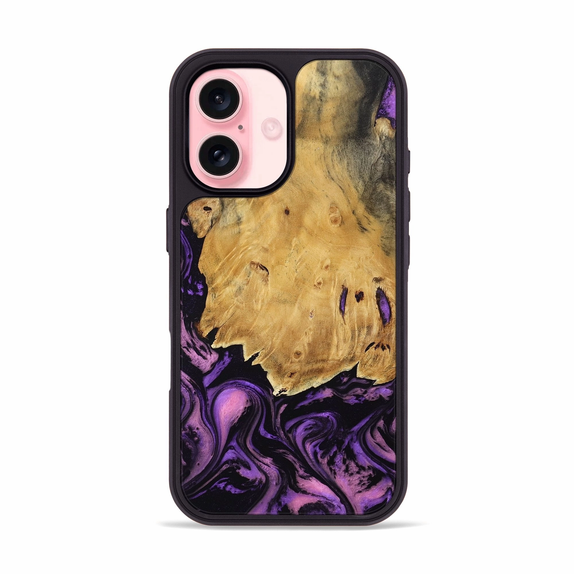 Crystal Clear Iphone 16 Wood Phone Case - Golda (Purple, 780429)