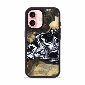 Anti Fingerprint Screen Bubble Free Screen Iphone 16 Wood Phone Case - Grayce (Black & White, 780966)