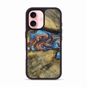 Fingerprint Repellent Iphone 16 Wood Phone Case - Gregg (Teal & Gold, 769775)