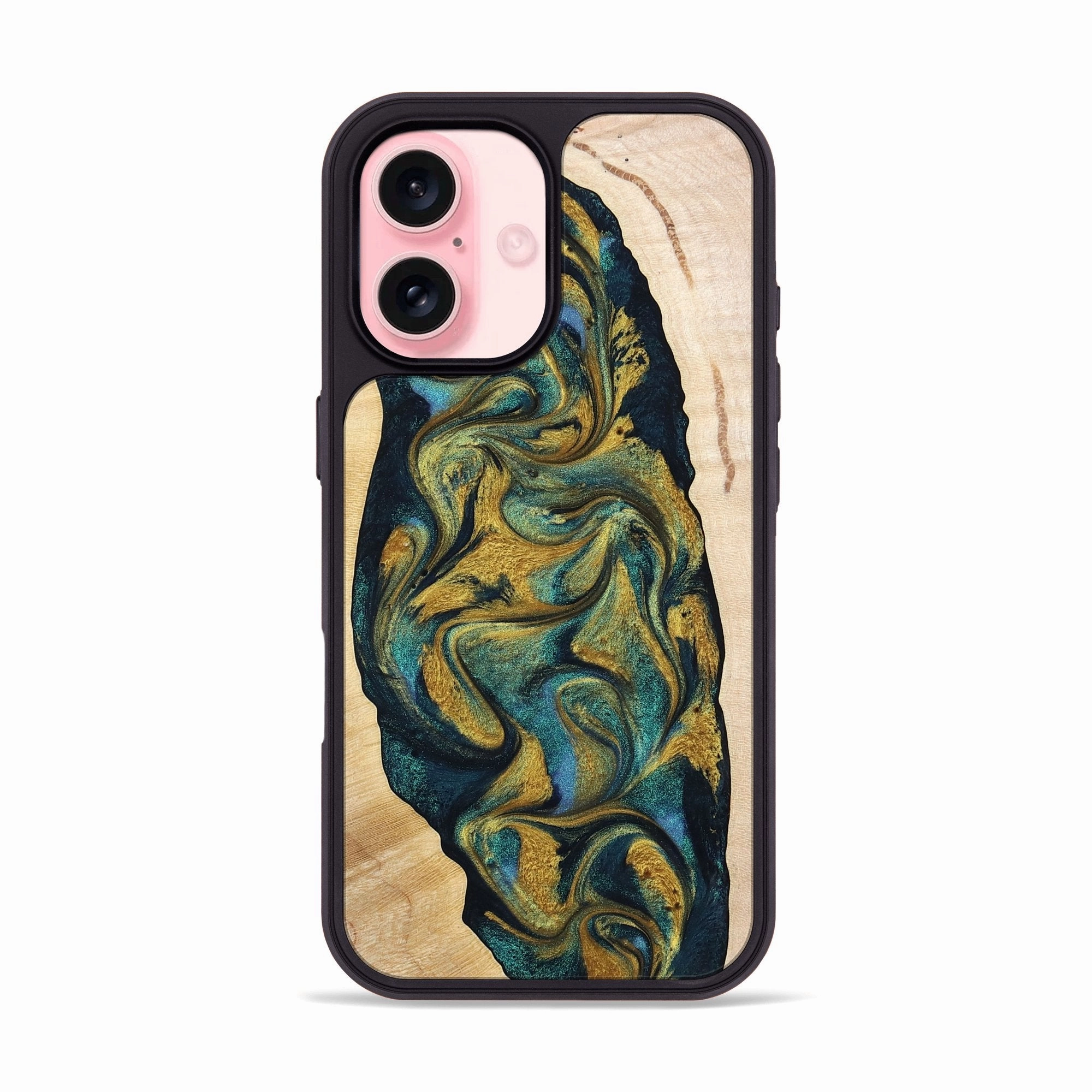 Protective Film Ultra Clear Iphone 16 Wood Phone Case - Hobson (Teal & Gold, 774748)