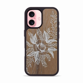 Anti Fingerprint Screen Anti Oil Film Iphone 16 Wood Phone Case - Hope - Walnut (Curated)
