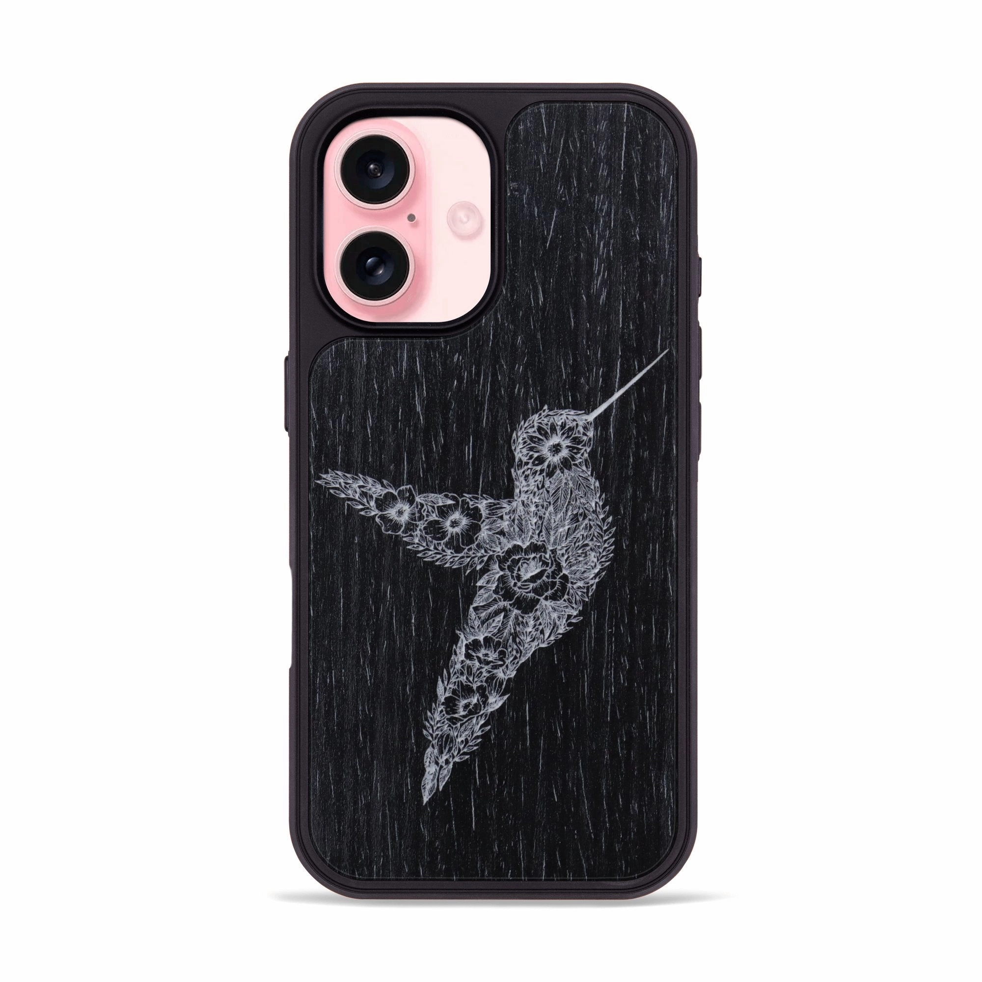 Anti Scratch Coating Oleophobic Coating Iphone 16 Wood Phone Case - Hover In The Moment - Ebony (Curated)