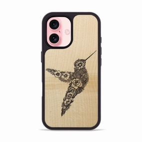Anti Finger Mark HD Screen Protector Iphone 16 Wood Phone Case - Hover In The Moment - Maple (Curated)