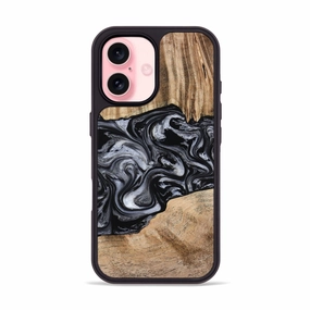 Iphone 16 Wood Phone Case - Howell (Black & White, 775653) Anti Fingerprint Film Protective Layer