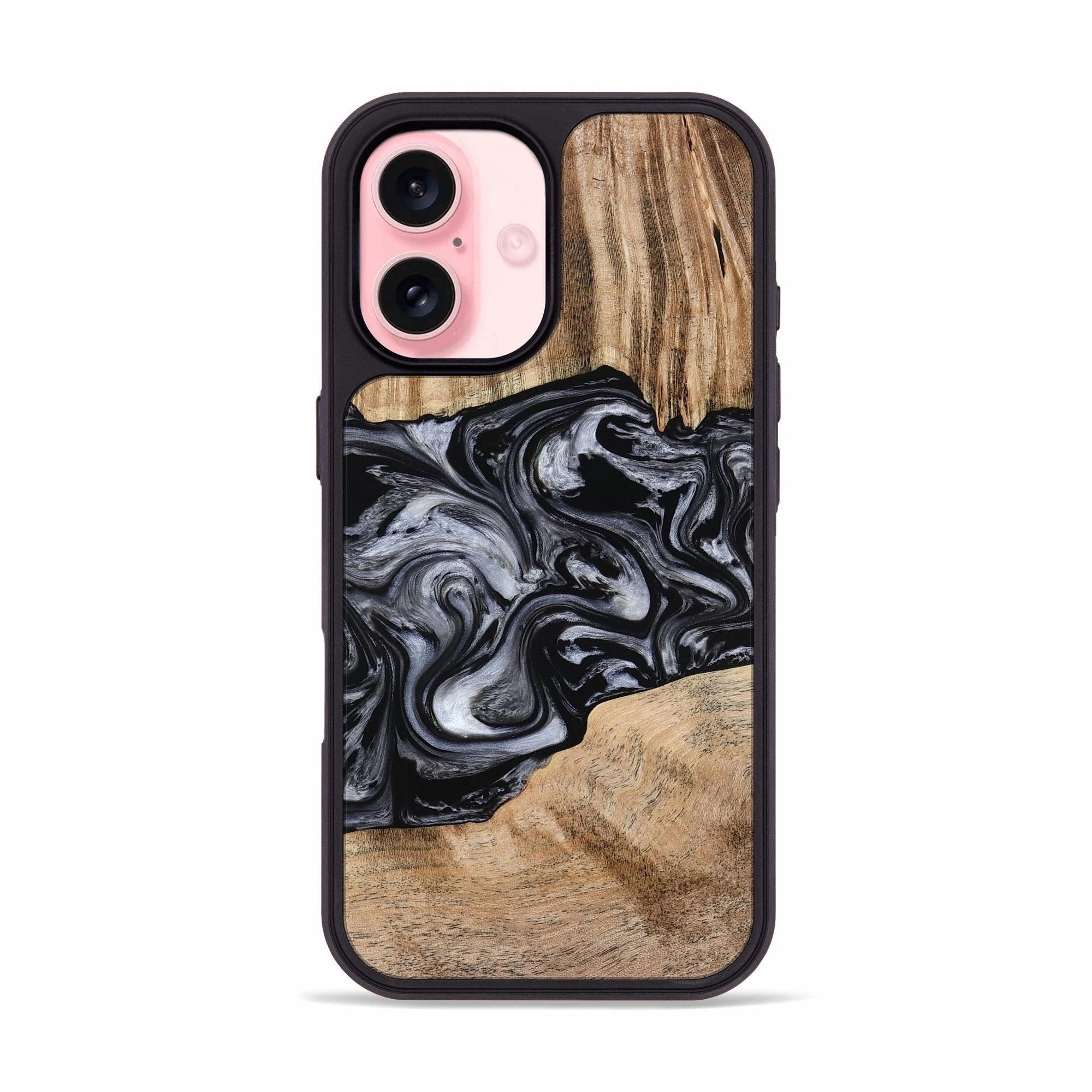 Iphone 16 Wood Phone Case - Howell (Black & White, 775653) Anti Fingerprint Film Protective Layer