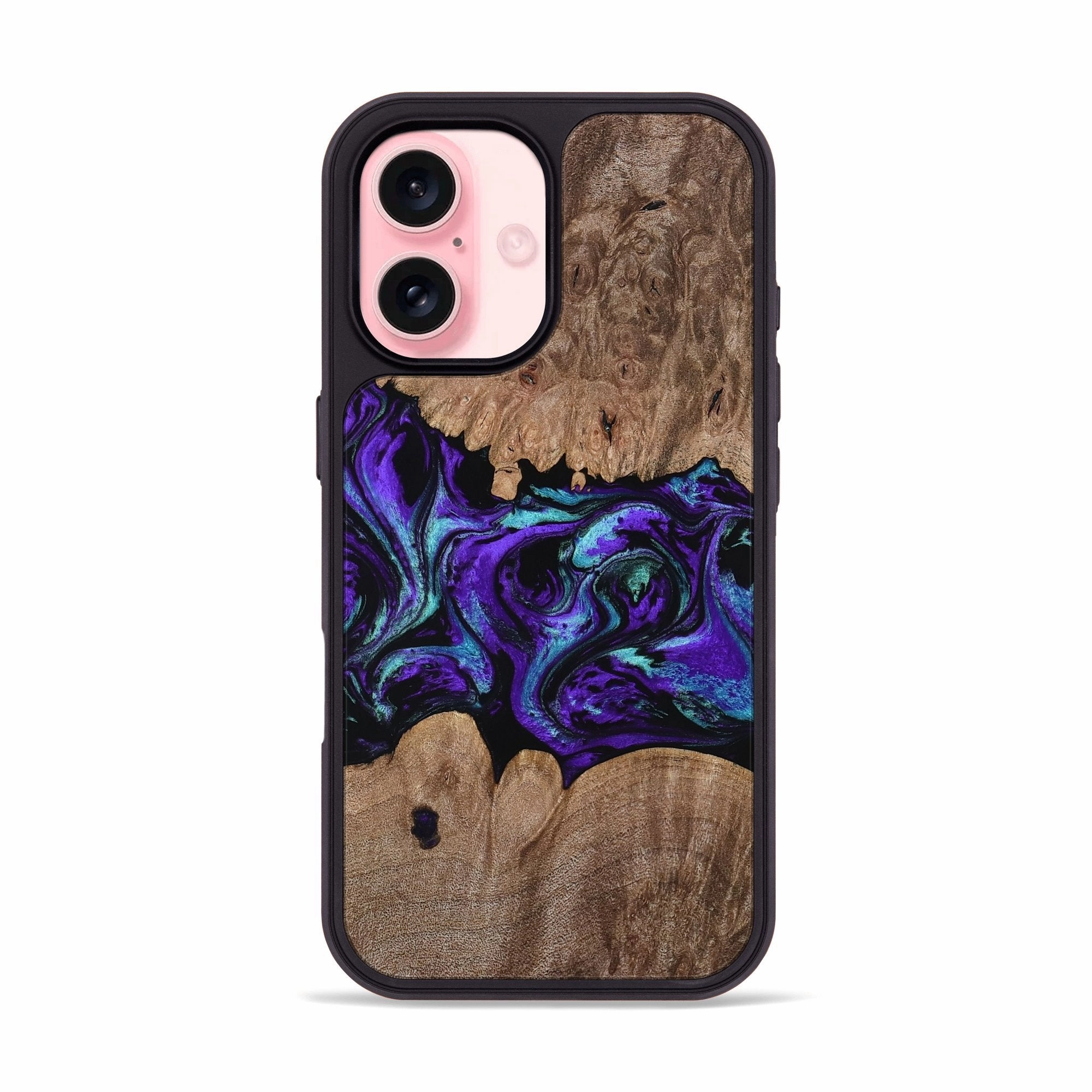 Anti Fingerprint Screen Raised Edges Iphone 16 Wood Phone Case - Jadon (Purple, 767672)