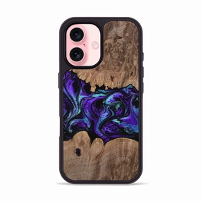 Anti Fingerprint Screen Raised Edges Iphone 16 Wood Phone Case - Jadon (Purple, 767672)