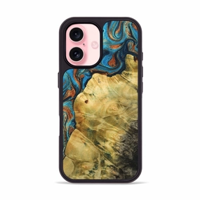 Ultra Thin Iphone 16 Wood Phone Case - Javion (Teal & Gold, 774969)