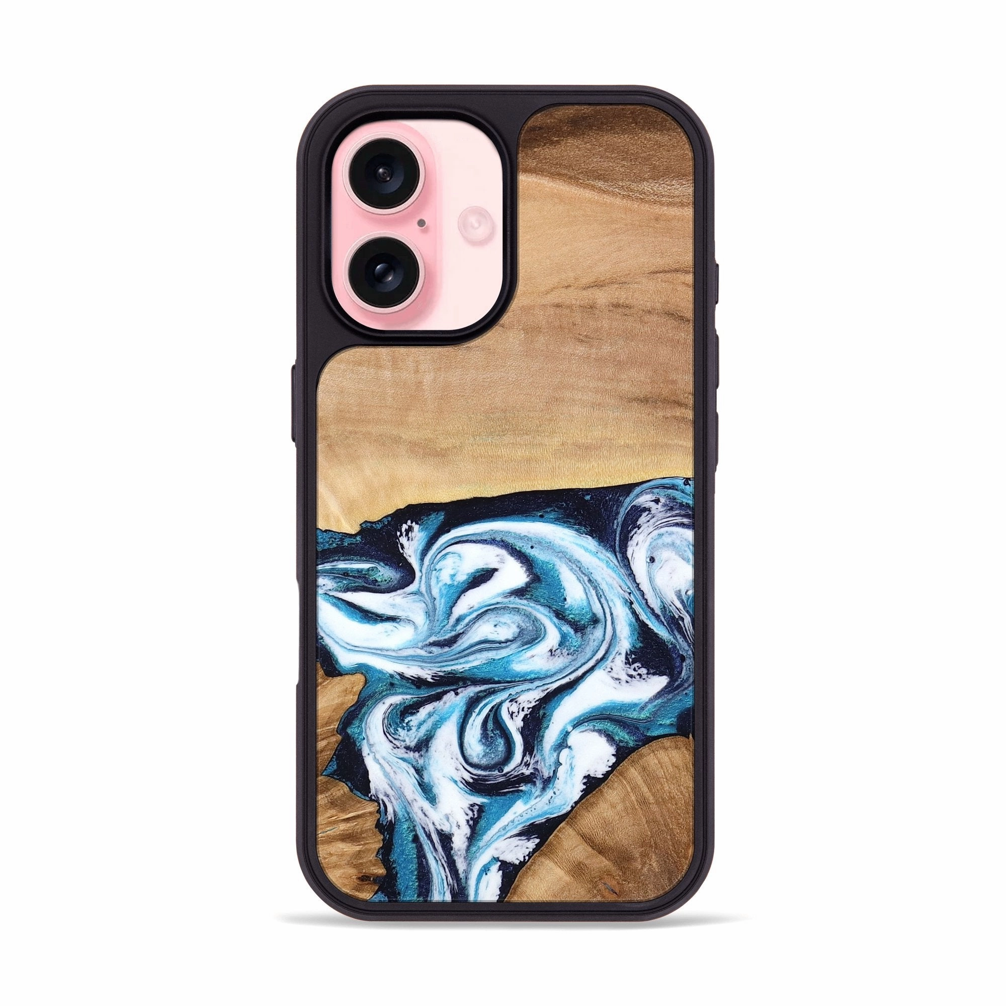 Iphone 16 Wood Phone Case - Jaylynn (Blue, 762957) HD Screen Protector