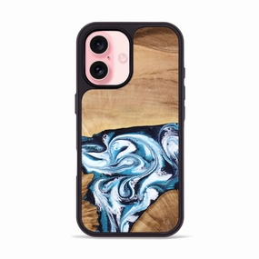 Iphone 16 Wood Phone Case - Jaylynn (Blue, 762957) HD Screen Protector
