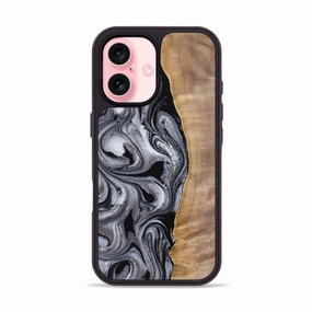 Iphone 16 Wood Phone Case - Jeramie (Black & White, 770358) Ultra Slim Protector