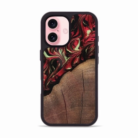 Iphone 16 Wood Phone Case - Jesica (Red, 768560) Anti Finger Mark HD Screen Protector