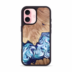 Bubble Free Scratch Resistant Iphone 16 Wood Phone Case - Jessica (Blue, 769278)