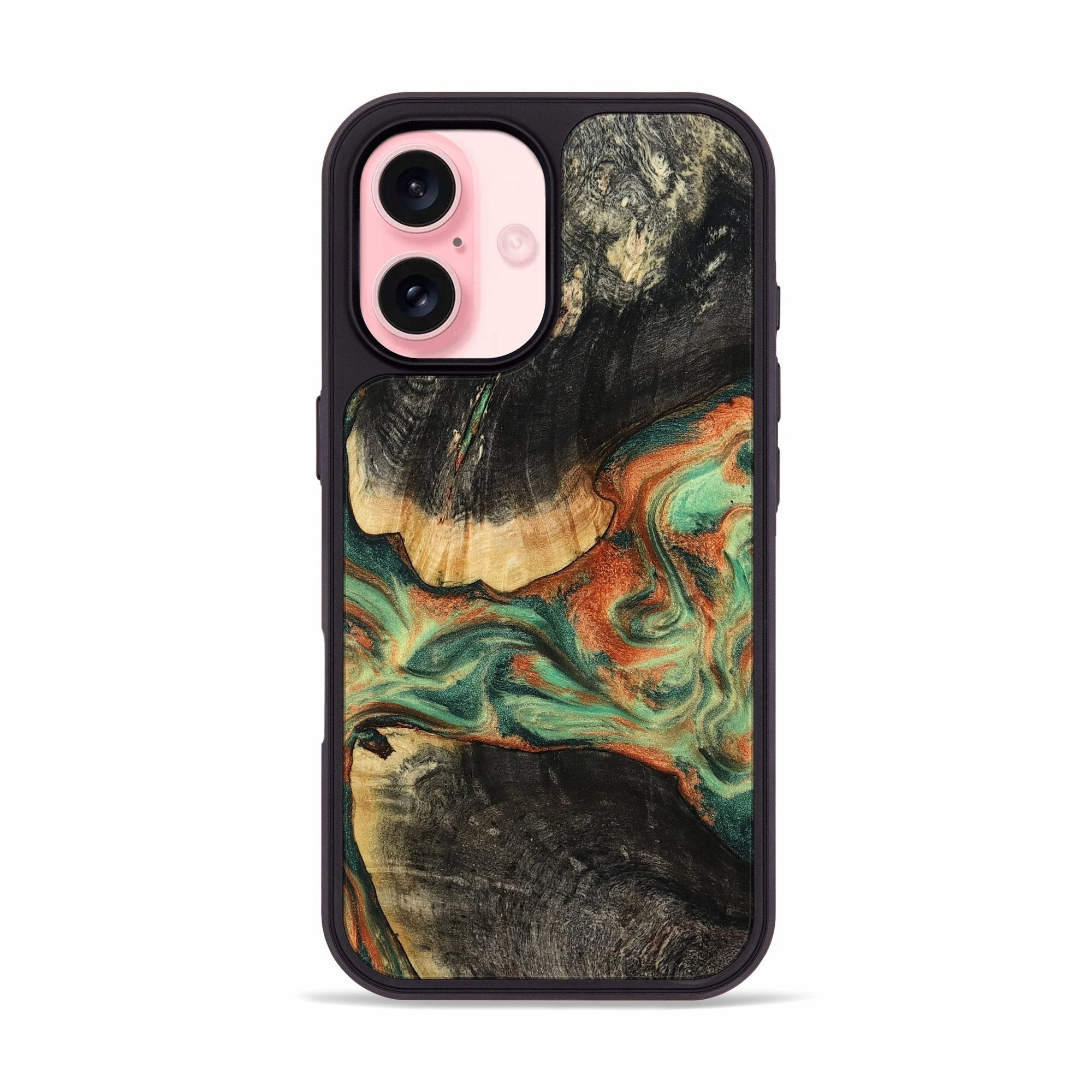 Iphone 16 Wood Phone Case - Jo (Green, 780255) Anti Reflection Tempered Screen Protector