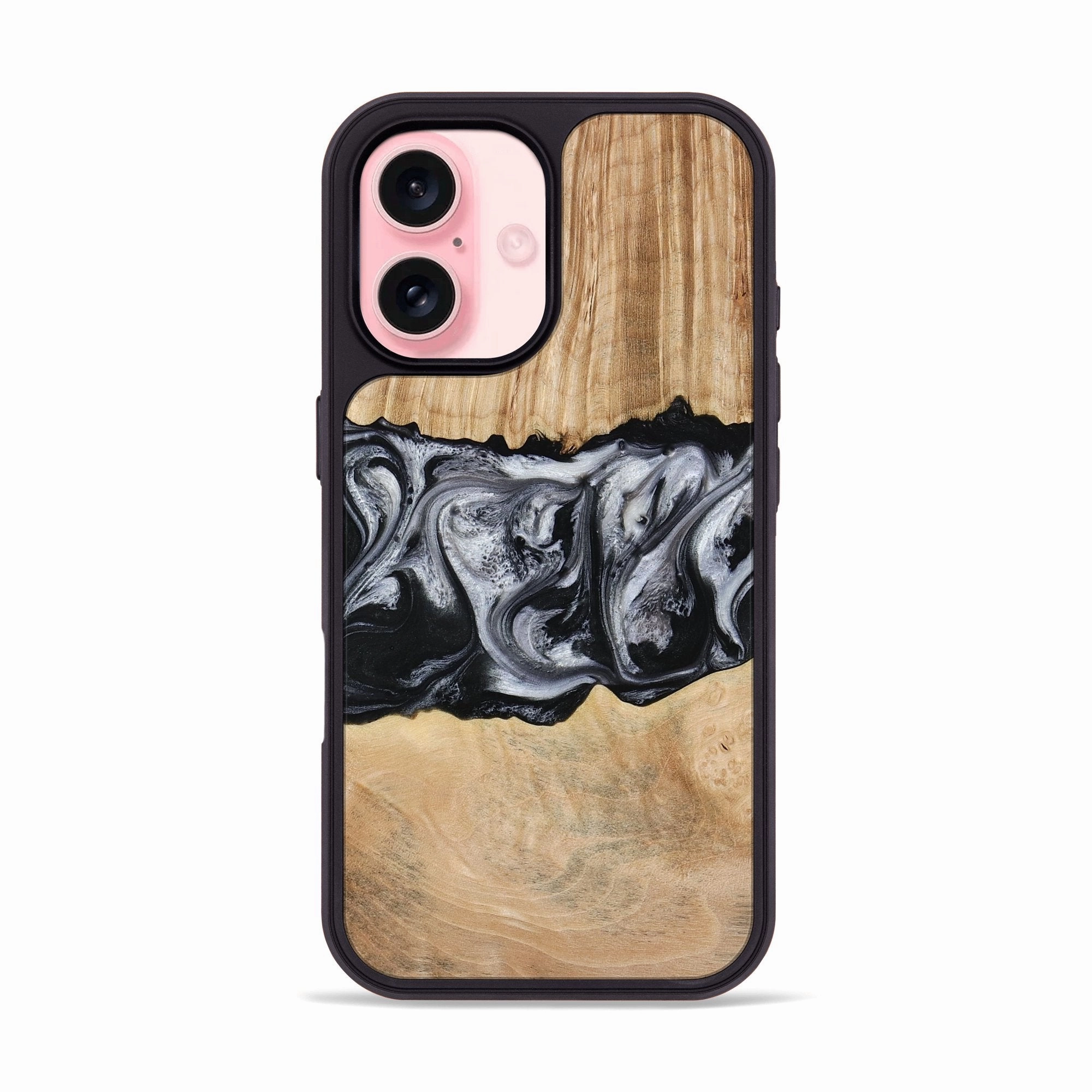 Oleophobic Coating Anti Finger Smudge Film Iphone 16 Wood Phone Case - Jordan (Black & White, 773855)