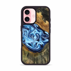 Anti Oil Film Iphone 16 Wood Phone Case - Kadijah (Blue, 763713)