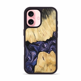 Scratch Protection Dustproof Cover Iphone 16 Wood Phone Case - Kamiyah (Purple, 764623)