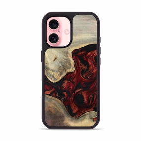 Iphone 16 Wood Phone Case - Kaylin (Red, 781116) Protective Film Rounded Edges