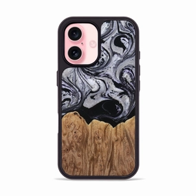 Anti Finger Smudge Iphone 16 Wood Phone Case - Keenan (Black & White, 770382)