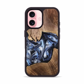 Iphone 16 Wood Phone Case - Kelly (Blue, 765358) Anti Shock Film