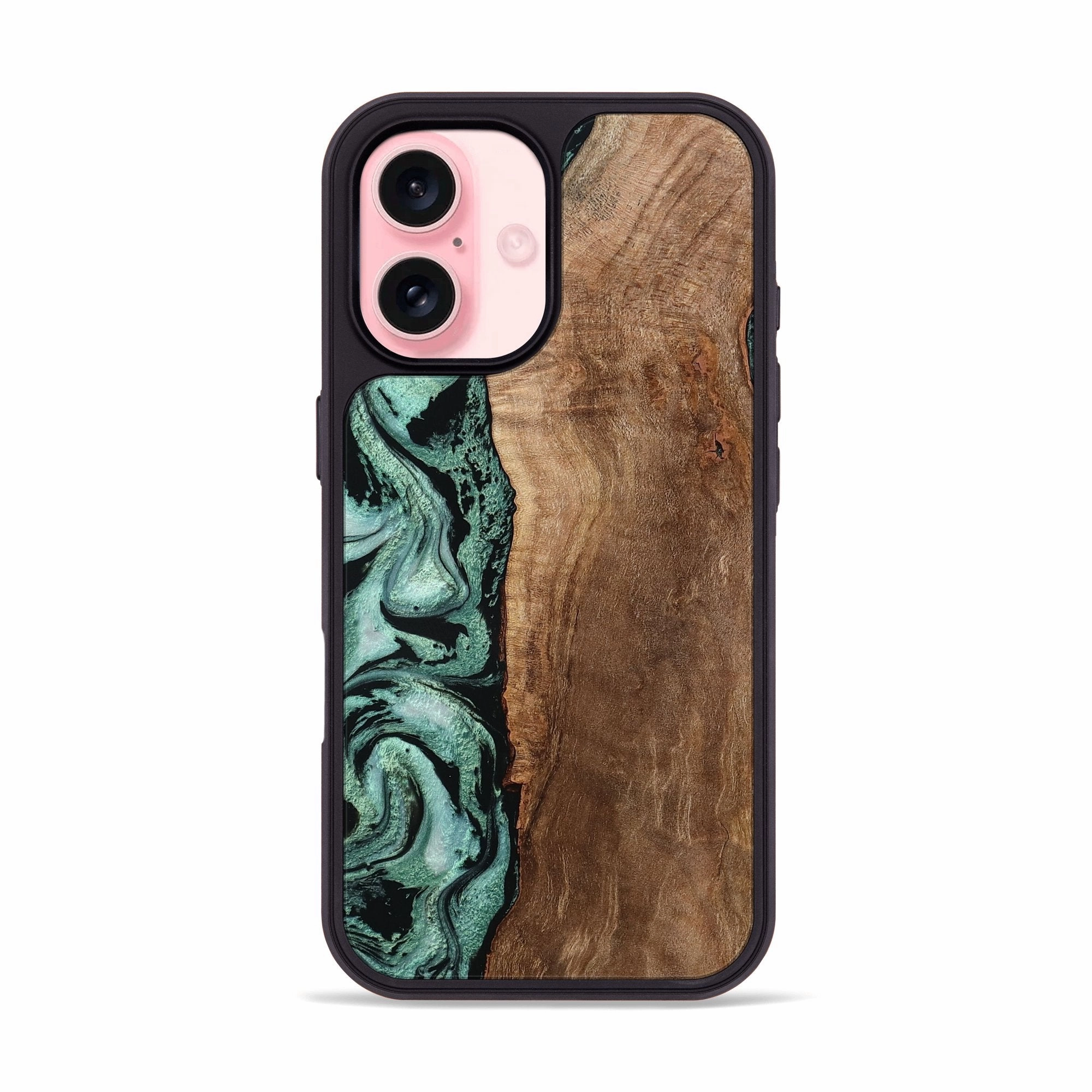 Iphone 16 Wood Phone Case - Kevin (Green, 781792) Grip Friendly Crystal Clear Screen