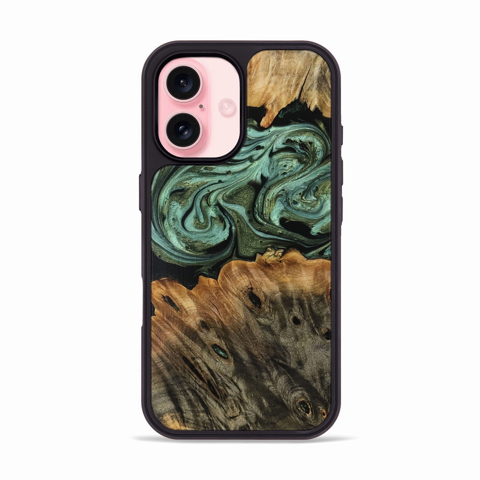 Iphone 16 Wood Phone Case - Khloe (Green, 770966) Reinforced Corners