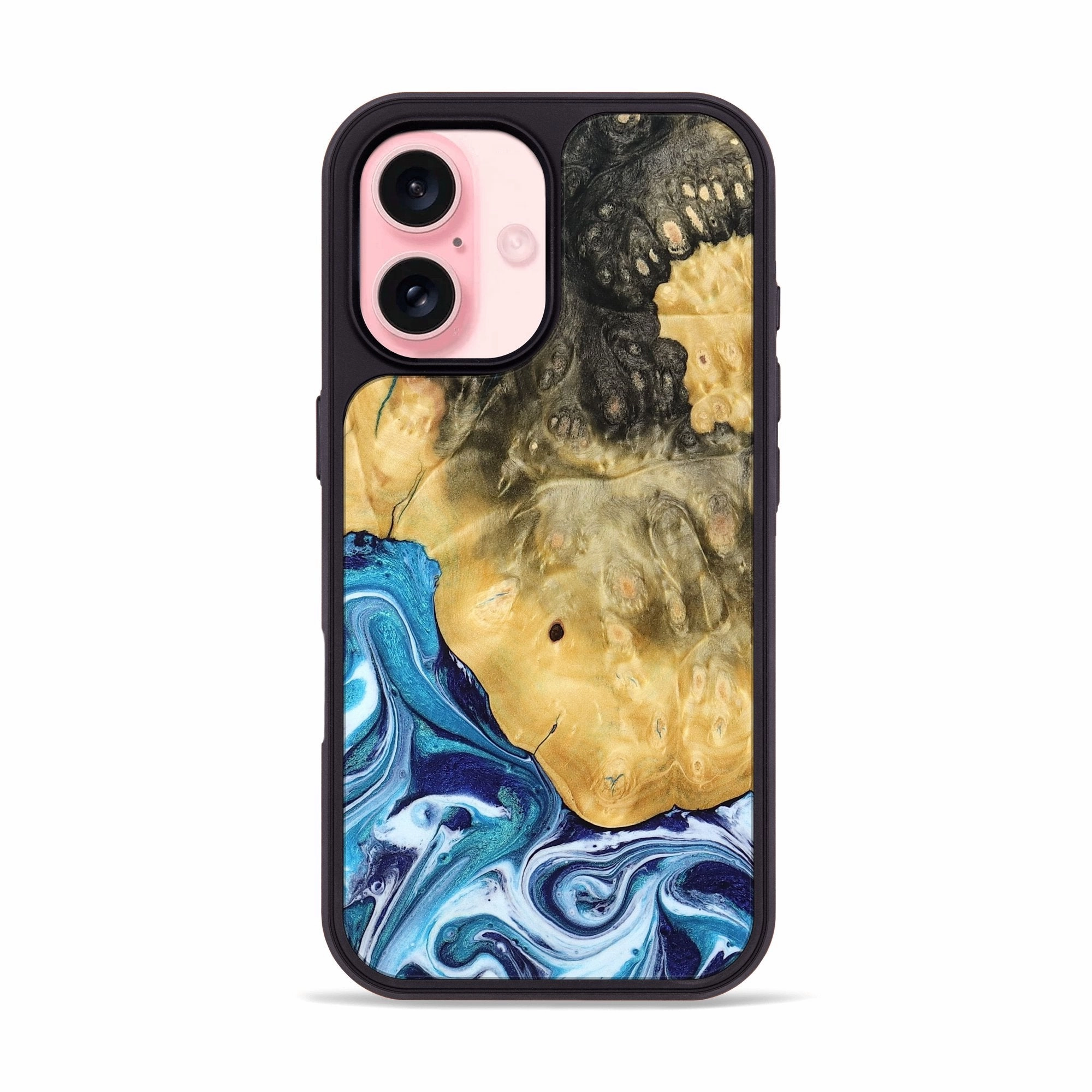 Iphone 16 Wood Phone Case - Kianna (Blue, 780060) Anti Fingerprint Coating Easy Installation