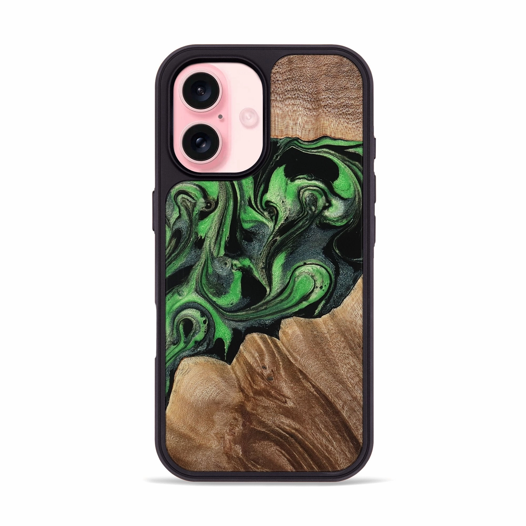 Drop Protection Anti Blue Light Iphone 16 Wood Phone Case - Kinsey (Green, 770177)
