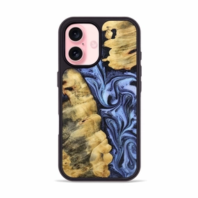 Iphone 16 Wood Phone Case - Kobe (Blue, 773195) Shockproof Protective Layer