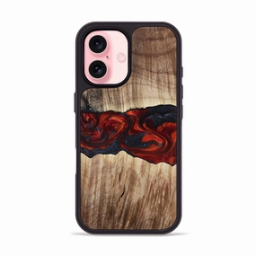 Anti Glare Iphone 16 Wood Phone Case - Kohen (Red, 781655)