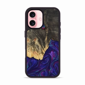 Tempered Glass Iphone 16 Wood Phone Case - Kylian (Purple, 767850)