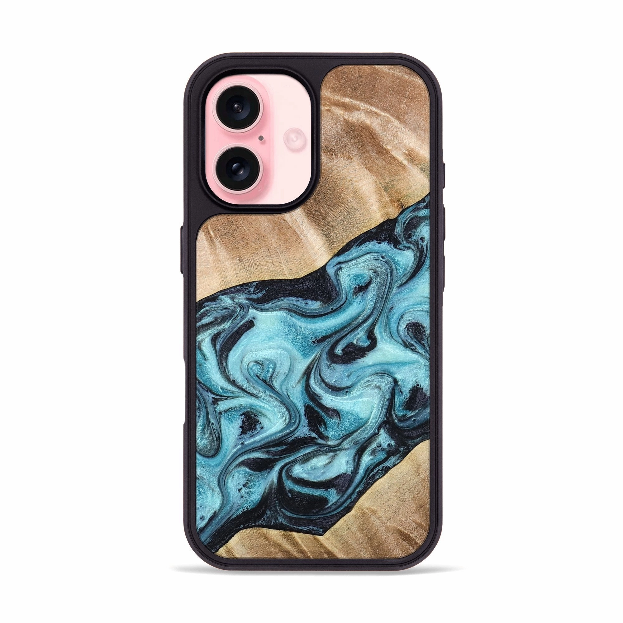 Drop Protection Smooth Touch Iphone 16 Wood Phone Case - Kyro (Blue, 778598)