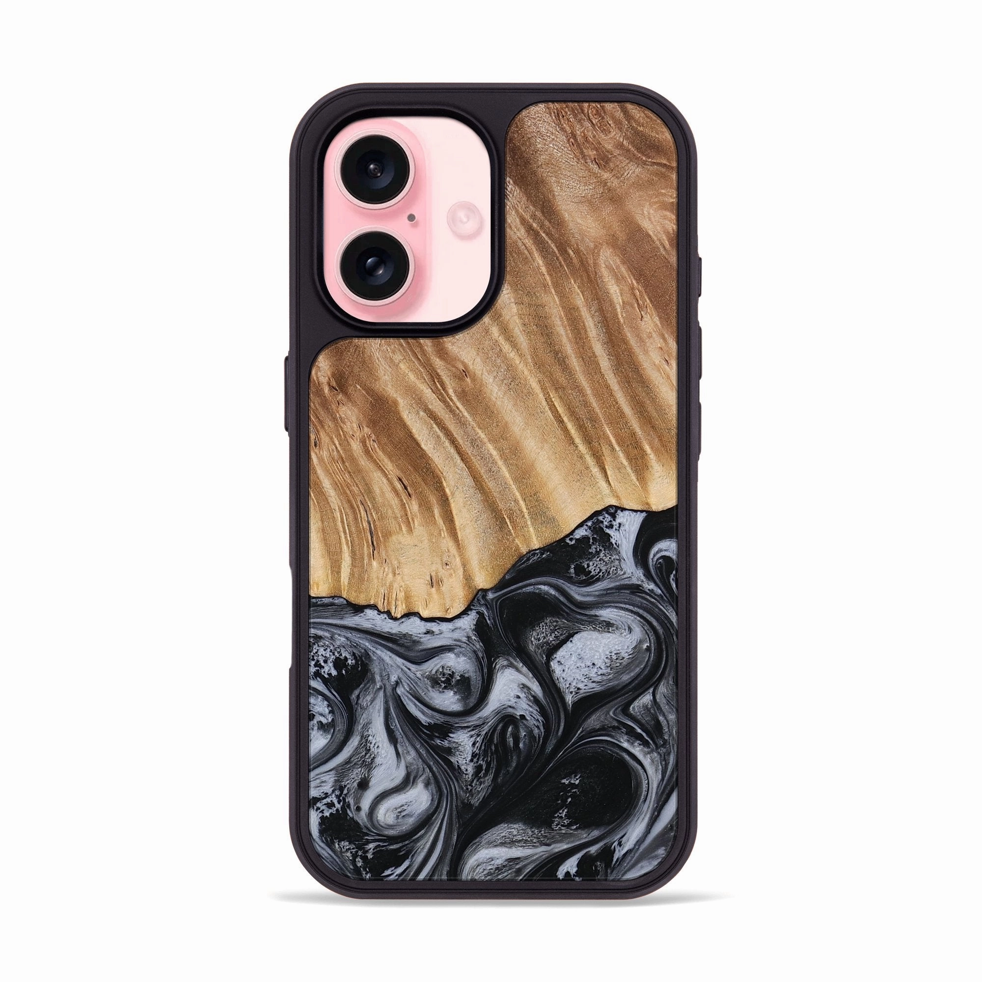 Iphone 16 Wood Phone Case - Leilani (Black & White, 778321) Anti Spy Film