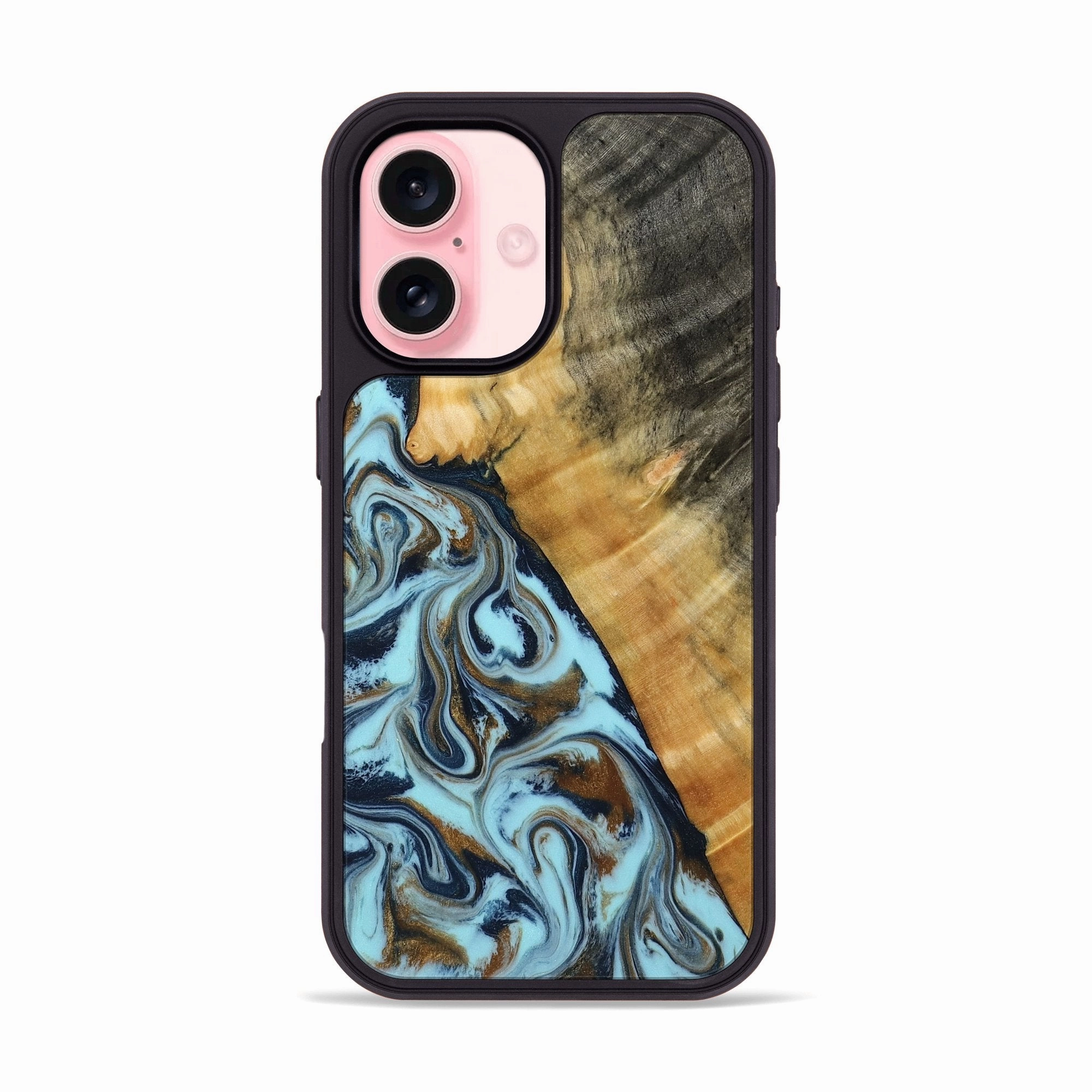 Anti Scratch Coating Iphone 16 Wood Phone Case - Lexus (Teal & Gold, 769951)