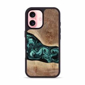 Iphone 16 Wood Phone Case - Lilla (Green, 780040) Bubble Free