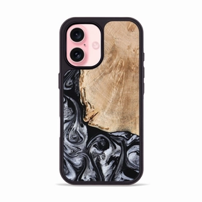 Iphone 16 Wood Phone Case - Lola (Black & White, 776333) Anti Reflection Coating Slim Screen Protector