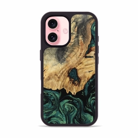 Iphone 16 Wood Phone Case - Lovie (Green, 781764) Bubble Free Screen