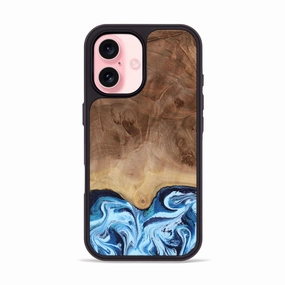 Anti Reflection Scratch Resistant Glass Iphone 16 Wood Phone Case - Lylah (Blue, 760074)