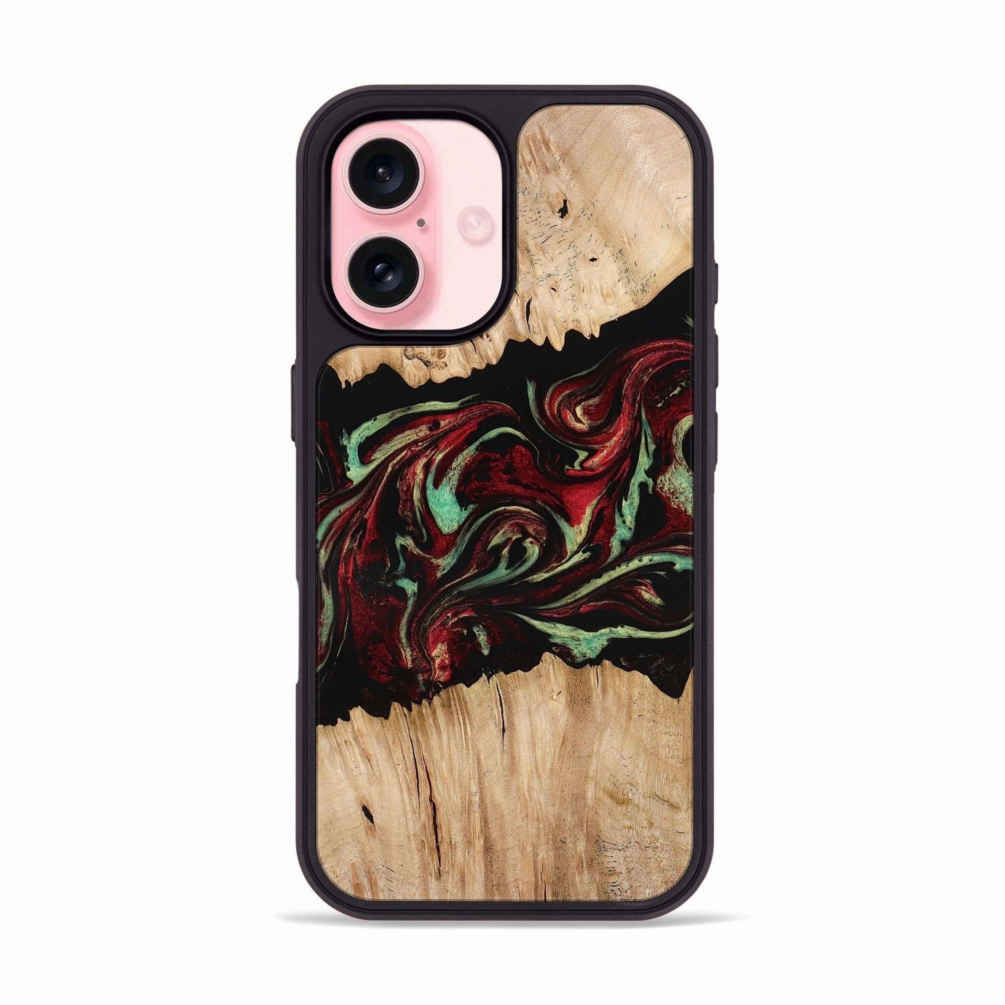 Edge to Edge Protection Iphone 16 Wood Phone Case - Makai (Red, 775662)