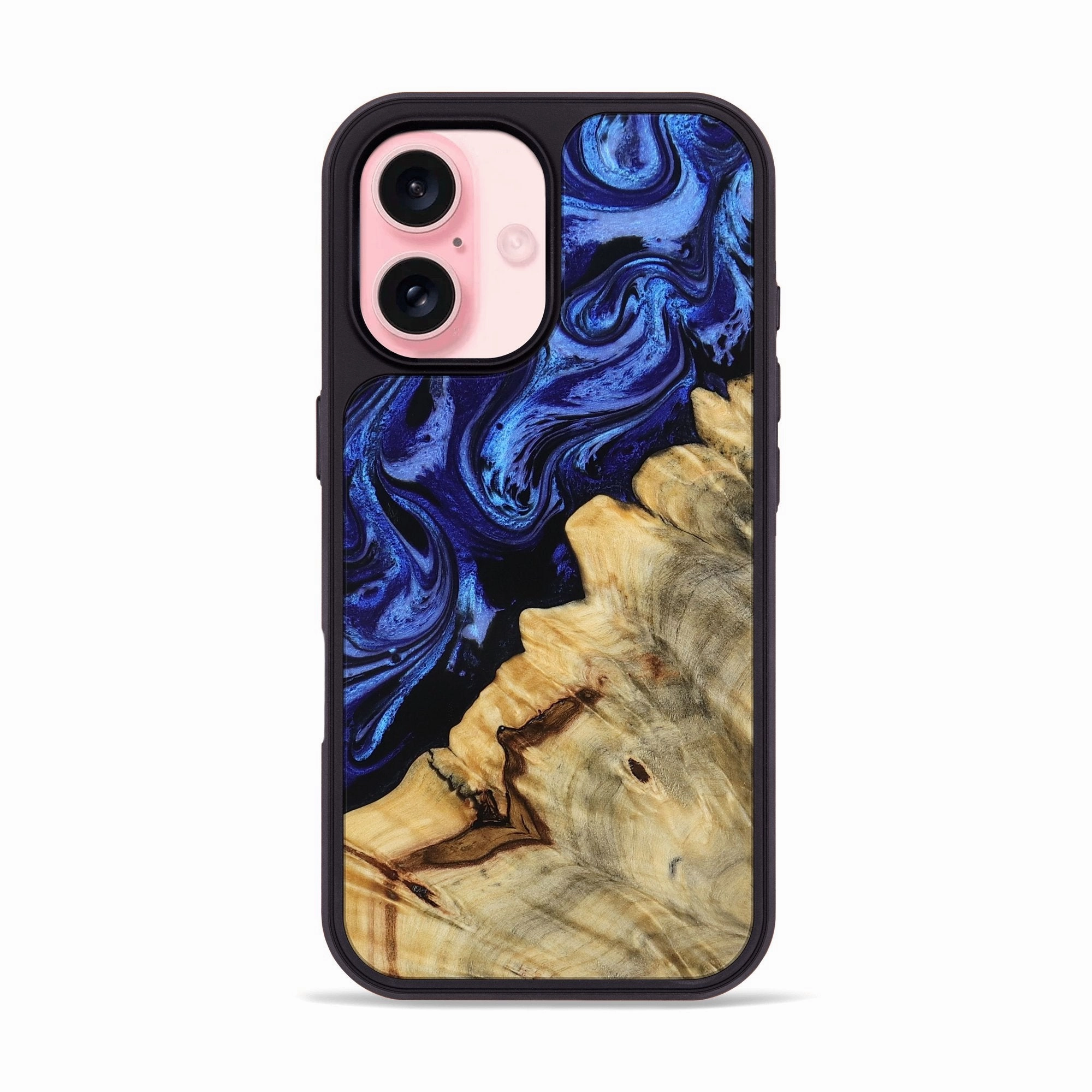 Iphone 16 Wood Phone Case - Marina (Blue, 781578) Fingerprint Shield