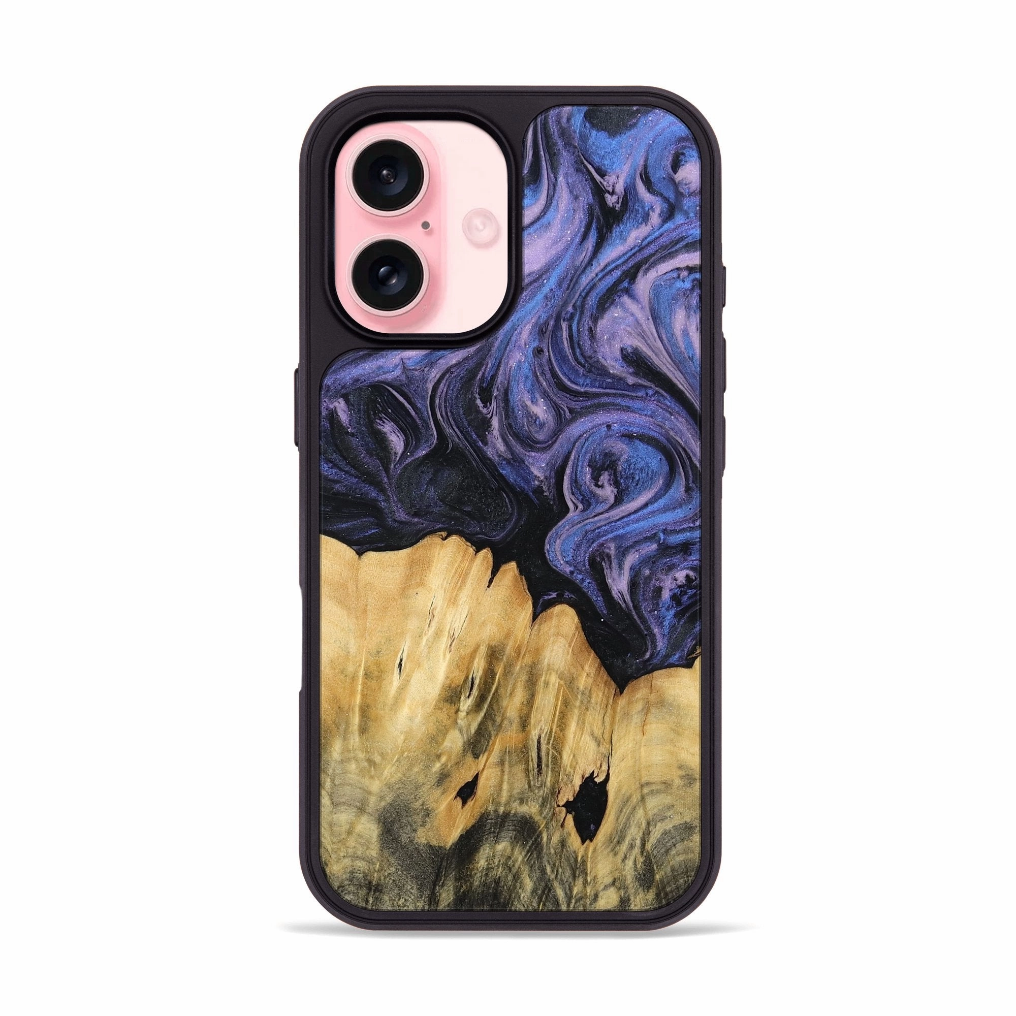 Crystal Clear Screen High Transparency Iphone 16 Wood Phone Case - Martin (Blue, 764635)