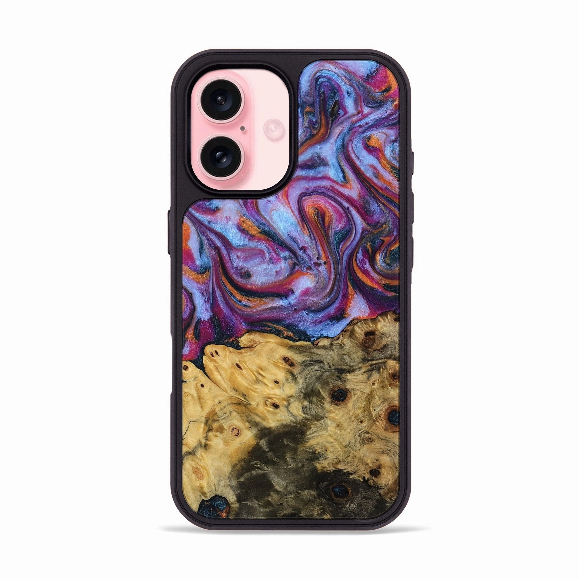 Scratch Resistant Glass Iphone 16 Wood Phone Case - Matt (Blue, 773433)